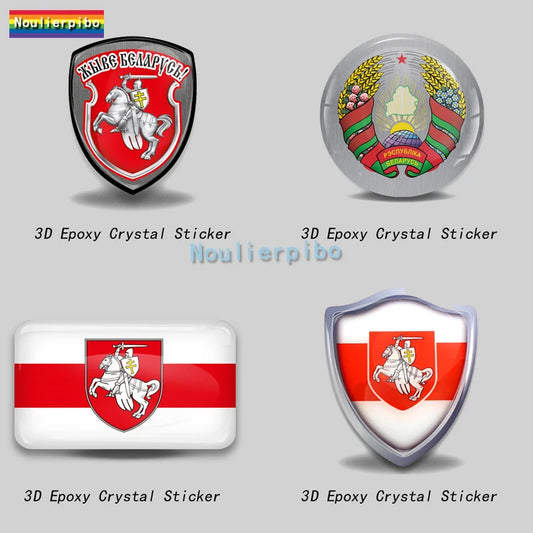 3D Dome Sticker Belarus Flag National Emblem Shield Car Motorcycle Helmet Laptop Vinyl Waterproof Stereo epoxy resin Sticker