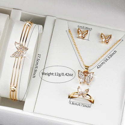 6PCS/Set Fashion Women's Quartz Watch Stainless Steel Band Wrist Watches Diamond Jewelry Set(Without Box)