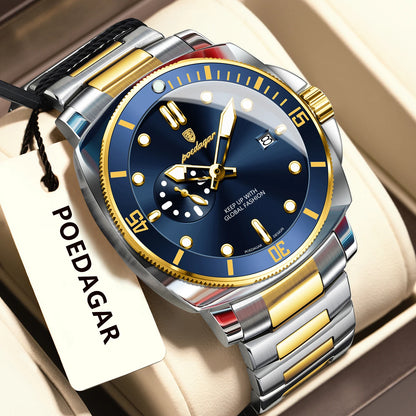 POEDAGAR Luxury Trendy Men Watch Waterproof Luminous Date Stainless Steel Male Watch Quartz Business Sports Men's Watches Reloj