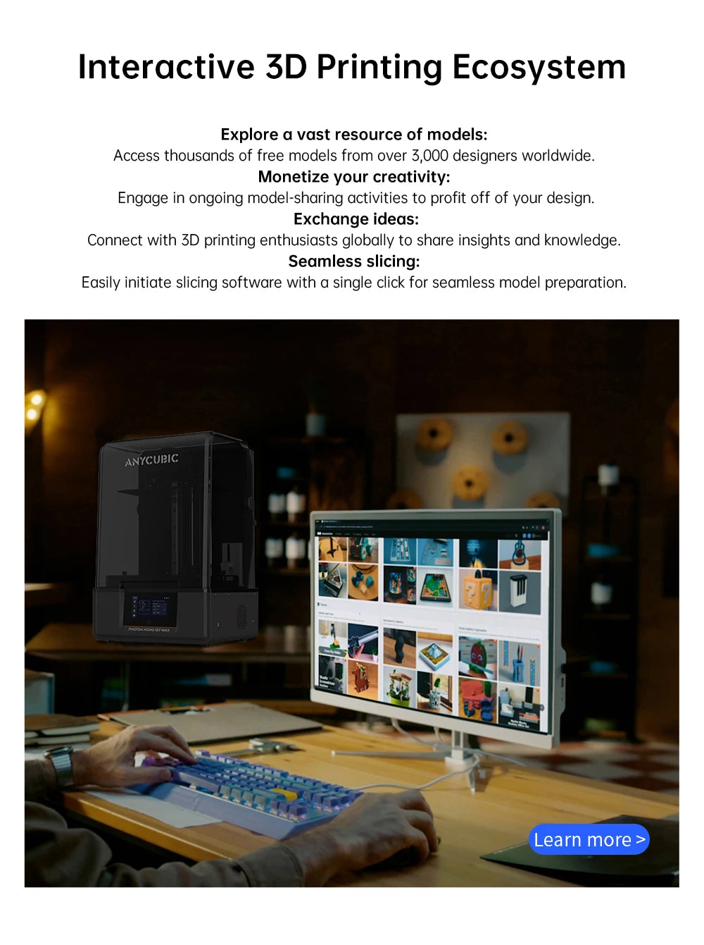 ANYCUBIC Photon Mono M7 Max 14.7L Ultra-Large Print Volume UV Resin 3D Printer Printing Size 298x168x300mm