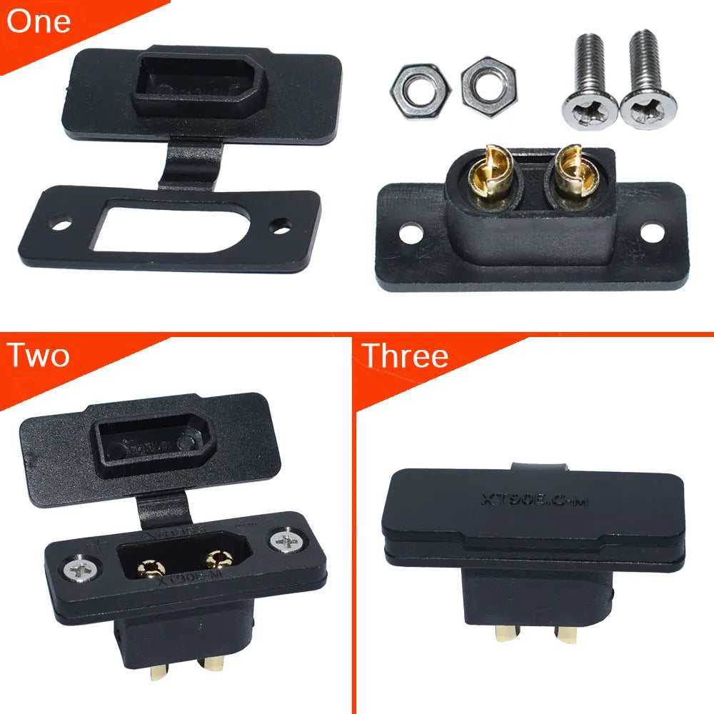 Amass XT90E-M Battery Connector XT90E Male Plug Gold-Plated Connector with PVC Protective Sleeve Dust Cap for RC Aircraft Drone