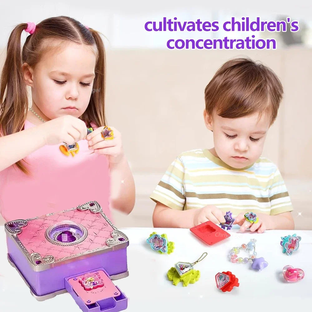 Chriyungel DIY Jewelry Making Kit for Girls 3D Magic Bracelets Rings Keychains Creative Craft Box Set Xmas Birthday Gift for Kid