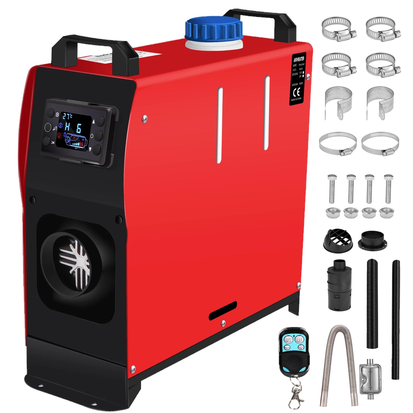 Diesel Heater 5-8KW 12V-24V All in One Car Diesel Air Heater Muffler Remote Control Fast Heating Defrost Defog for Campers Truck
