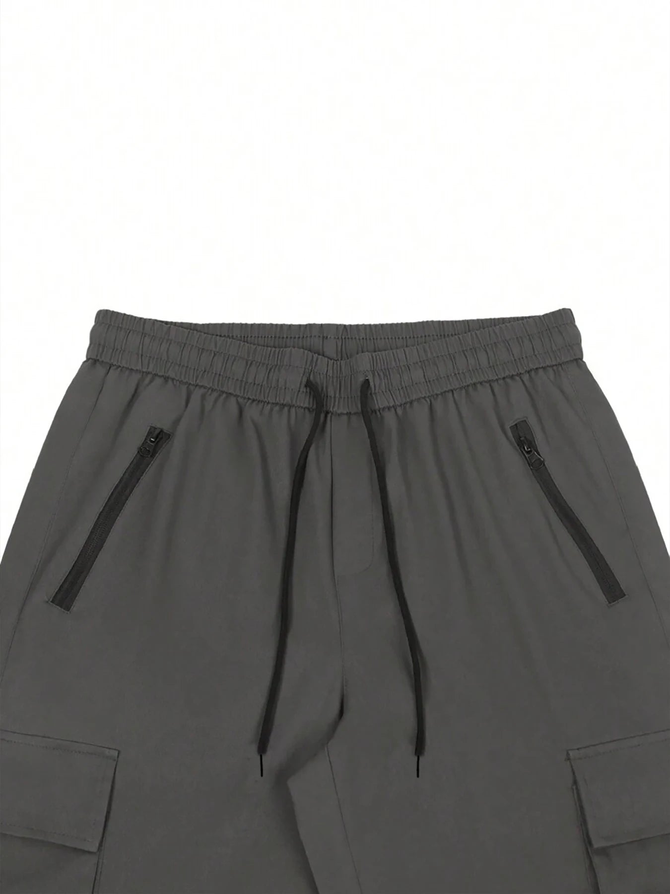 Men's 3/4-Length Cargo Shorts — Woven Twill Fabric, Multi-Pocket Casual Trousers. Non-Stretch Adult Apparel for Summer