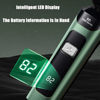 Men's Electric Shaver Intelligent Digital Display Waterproof Full Body Wash High Power Rechargeable Beard Trimmer