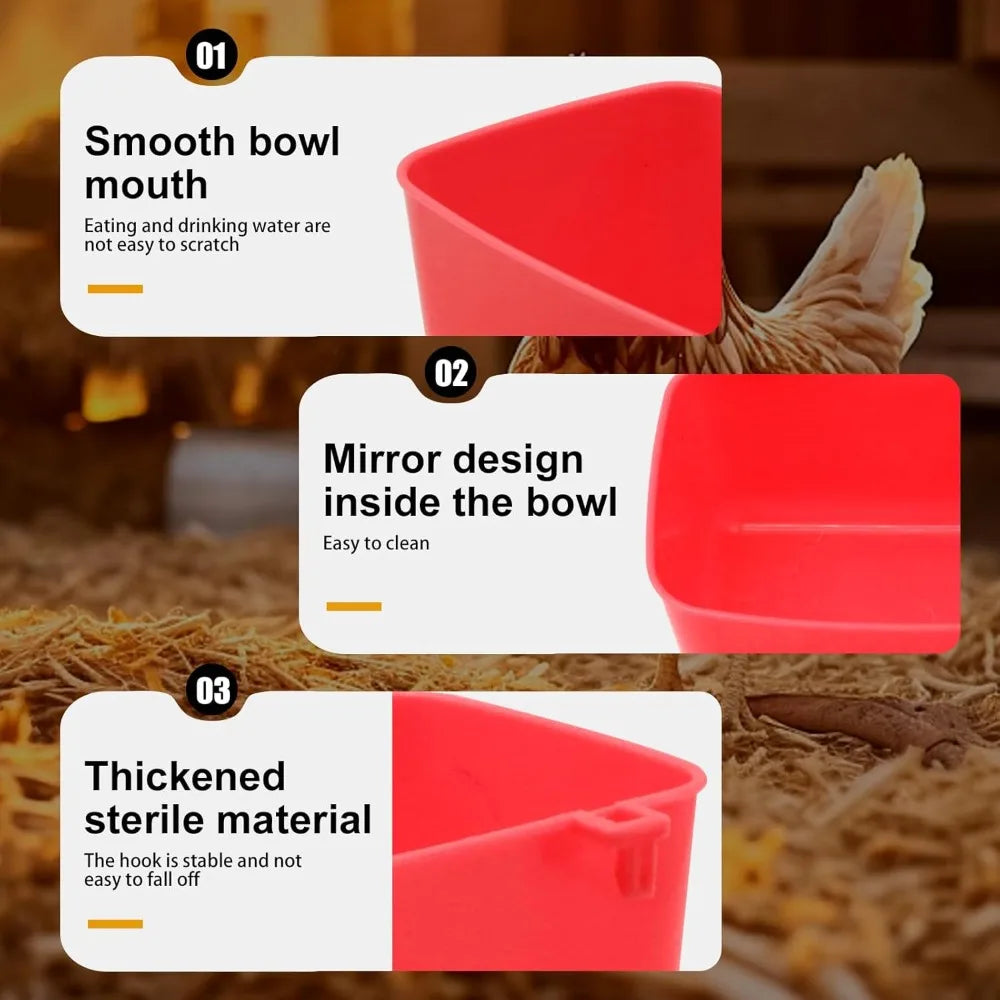 6/10PCS Chickens Feeder Hanging Plastic Chicken Coop Feeding Drinking Bowl Poultry Duck Goose Water Dispenser Chickens Supplies