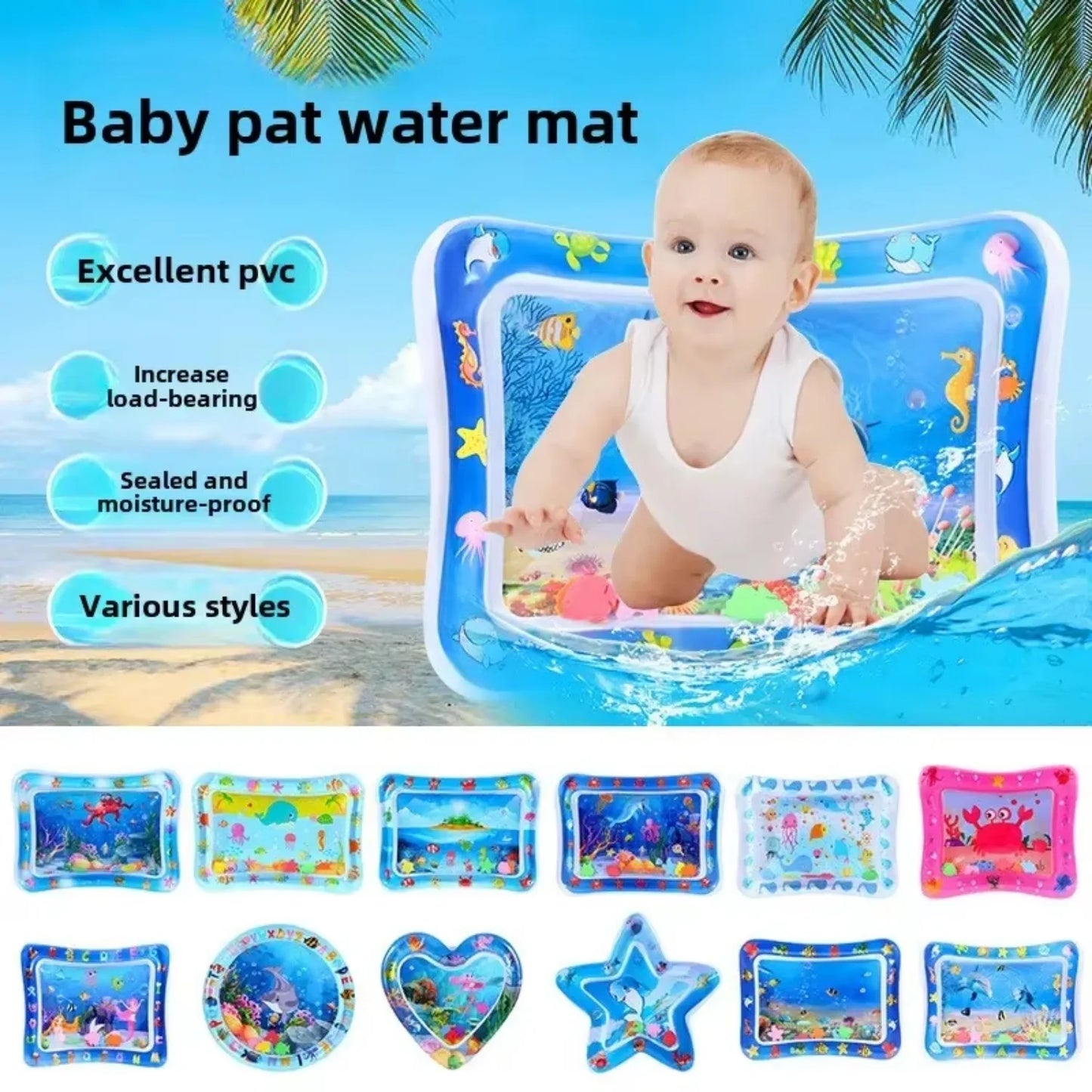 Large Baby Play Mat Summer Inflatable Water High Quality Baby Early Education Water Play Mat Suitable for Baby Activity Exercise