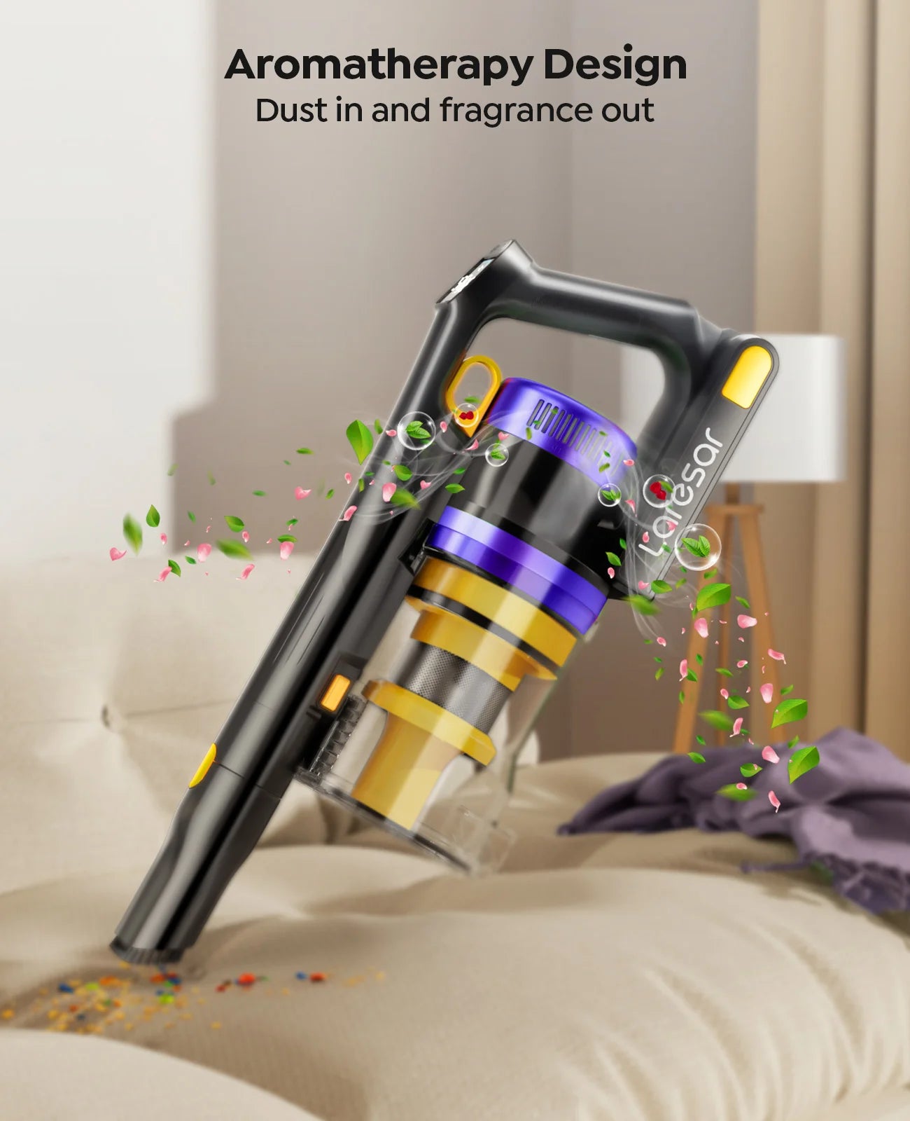 Laresar X11 Cordless Vacuum Cleaner 550W 55KPA Suction Power  Handheld Smart Home Dust Cup 60 Mins Runtime 3 Pcs Hepa Filte Set