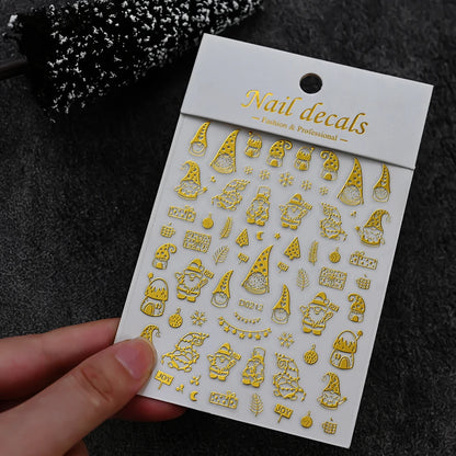 Winter Christmas Atmosphere Nail Stickers Snowman Snowflake Wapiti Self-adhesive High Quality Cute Nail Stickers Nail Art Deco