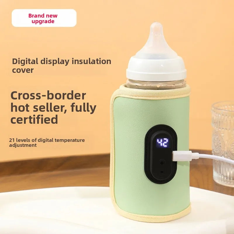 Portable Digital Display Baby Bottle Warmer USB Car Travel Nursing Milk Heater Outdoor Universal Temperature Control Accessories