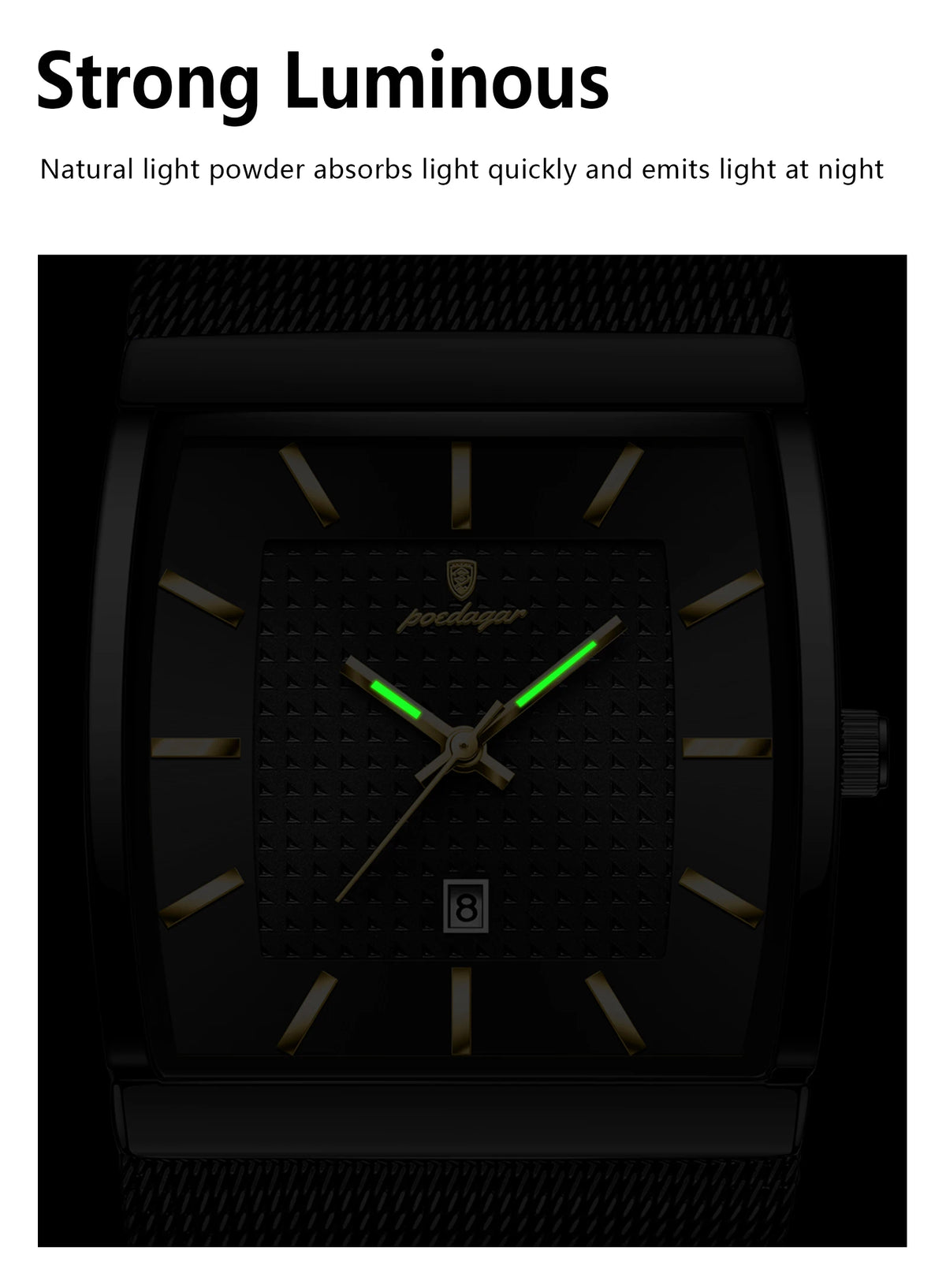 POEDAGAR Top Luxury Men Wristwatch Waterproof Luminous Stainless Steel Mesh Date Man Watch Fashion Business Quartz Men's Watches