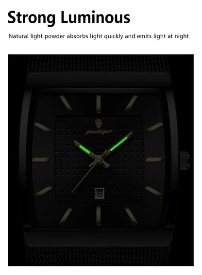 POEDAGAR Top Luxury Men Wristwatch Waterproof Luminous Stainless Steel Mesh Date Man Watch Fashion Business Quartz Men's Watches