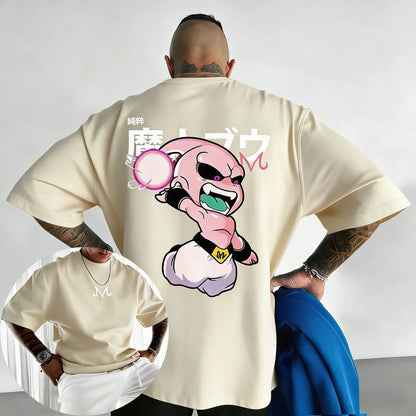 2026 New Dragon Ball Anime Cotton T-shirt Summer New Majin Buu Printed Men's and Women's Street Hip Hop Casual Short Sleeve Top