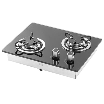 RV Gas Stove 2 Burners 1.8Kw Power Tempered Glass Panel Easy to Clean Gas Cook Top for Boat Caravan Camper