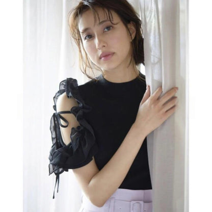 Japanese Off Shoulder Ruffle Edge Slim Short Sleeve Tshirt Women Sweet Elegant Knitted T Shirt Girl Commuting Short White Top