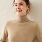 Cashmere Sweater Women's Turtleneck Long Sleeved Knitted Pullover 100% Pure Cashmere Base Sweater Korean Version Women's Top