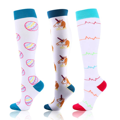 58 Styles 3 Pairs/Pack Compression Socks Knee High 30MmHg  Women Men Sports Socks Edema Diabetes Varicose Veins Running Socks
