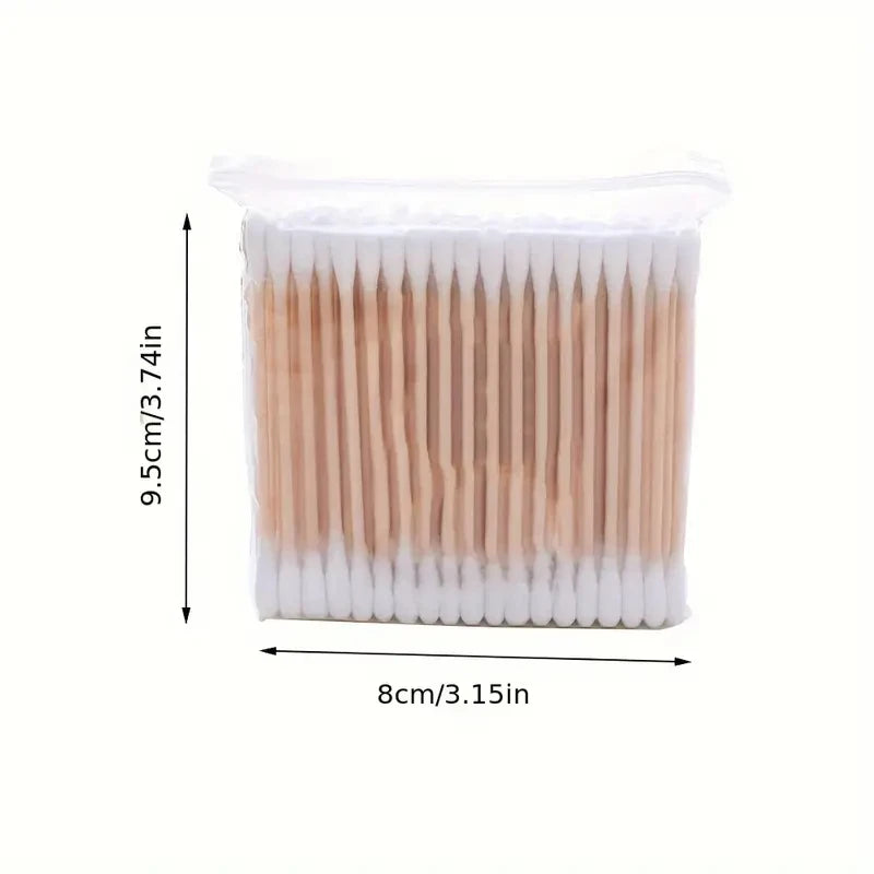 2000/1000pcs Unscented Cotton Swabs, Double-Headed, Wooden Stick, Makeup Removal & Cleaning Ear Cotton Swabs