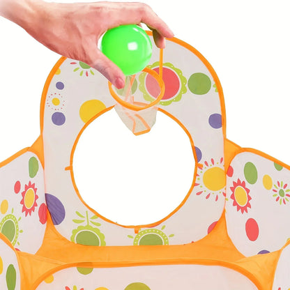 3-in-1 Pop Up Kids Play Tent Tunnel Ball Pit Basketball Hoop Foldable Portable Indoor Crawl Camping Play Equipment for Children