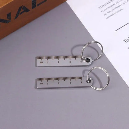 ♥Mini Stainless Steel Ruler Keychain | 1-5cm Portable Measuring Tool Key Rings (Anti-loss Measuring Ruler)