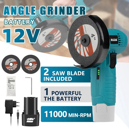 HILDA 12V/3 Inch Lithium Electric Angle Grinder Mini Small Household Handheld Cutting Machine Polishing Machine