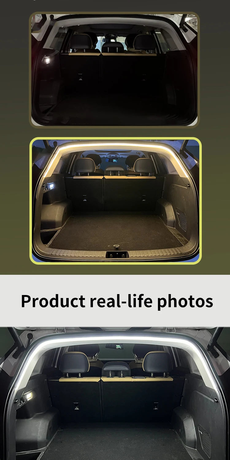 1Set Car High Brightness Trunk Lighting Ambient Light Interior Decoration LED Wiring Free Automatic Sensing Tailgate Light Strip