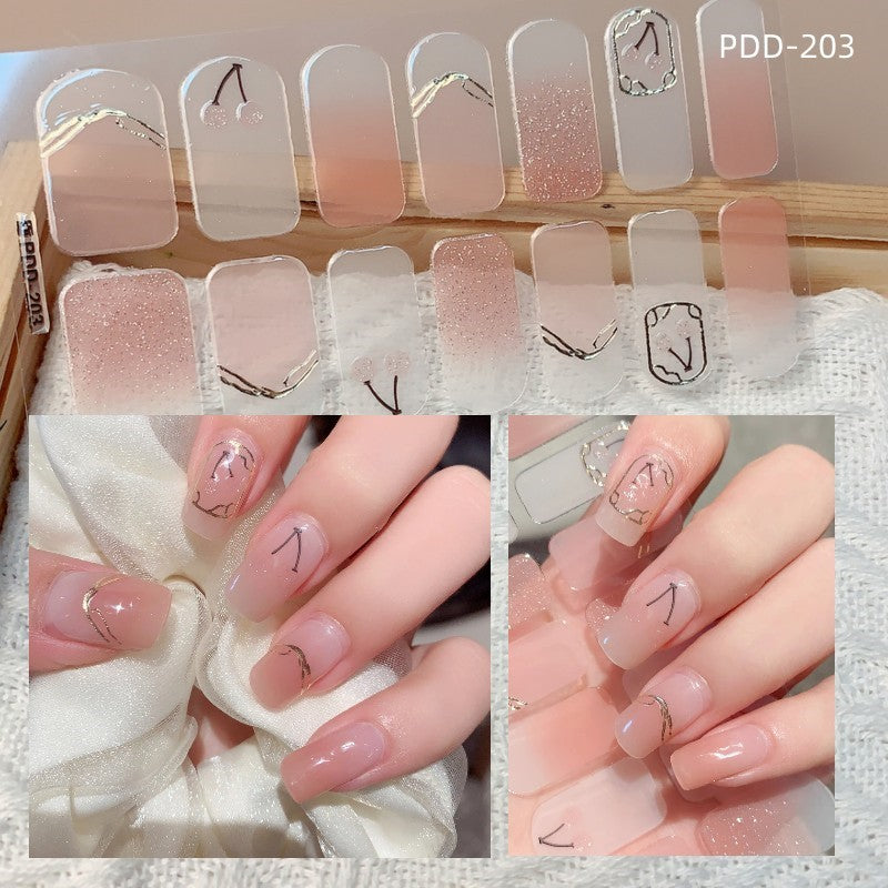 1PC Gel Nail Sticker Patch Slider Flower Gradient Color Back Glue Full Cover Waterproof Gel Nail Sticker UV Lamp Curing Manicur