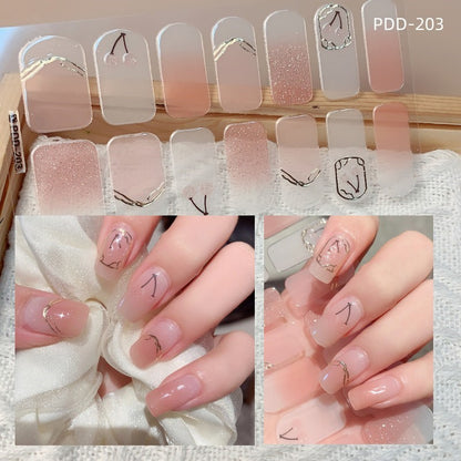 1PC Gel Nail Sticker Patch Slider Flower Gradient Color Back Glue Full Cover Waterproof Gel Nail Sticker UV Lamp Curing Manicur