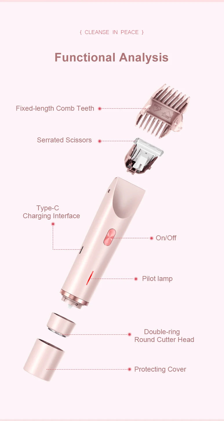 2 In 1 Women Electric Razors Bikini Trimmer Face Shavers Hair Removal for Underarms Legs Lady Body Trimmer Waterproof Painless