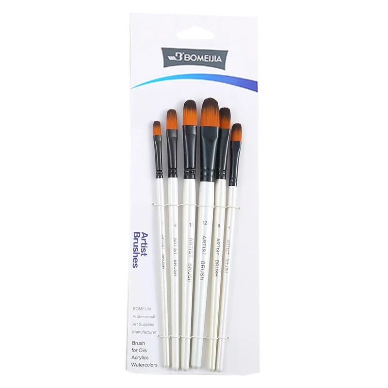 BOMEIJIA Paint Brushes Set Round Flat Angle Filbert Arylic Watercolor Oil Gouache Brush