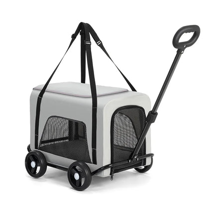 Folding Dog Stroller, Pet Folding Stroller, 4 Wheels Dog/Cat Puppy Stroller Pet Travel Carriage Case