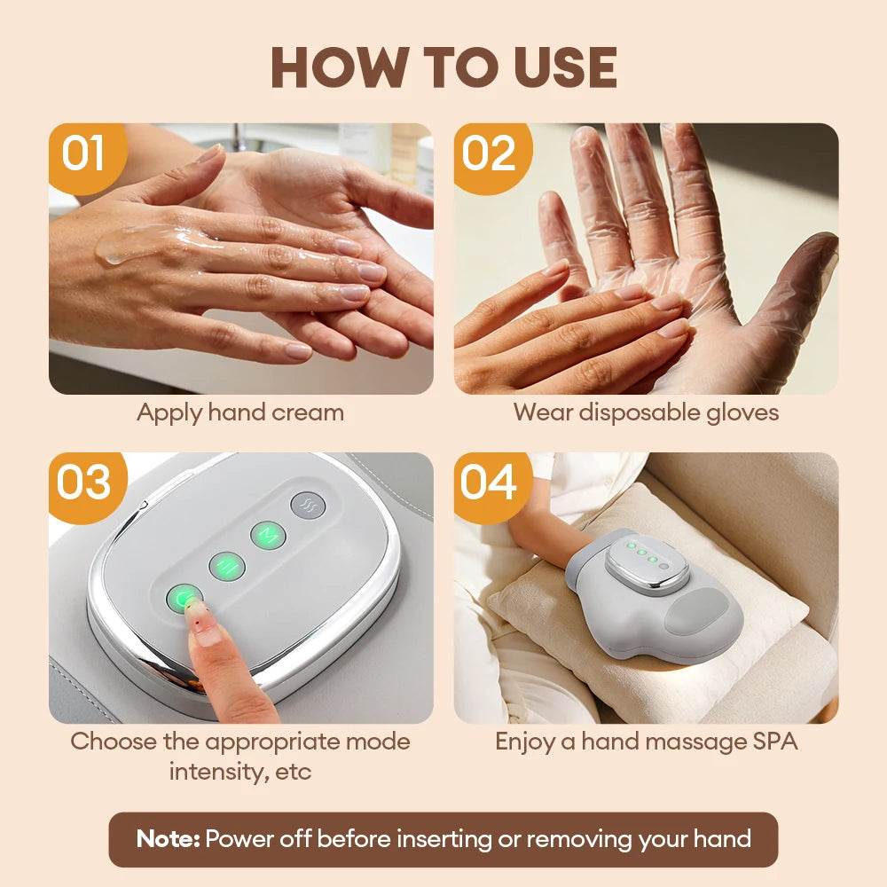 5 Level Hand Massager with Airbag Compression Finger Wrist Palm Massage Machine Vibration Glove for Hand Muscle Relax