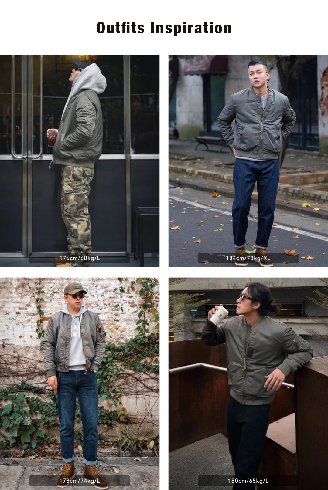 Maden Vintage MA1 Pilot Jacket Green Thickened Cotton-padded Jacket Casual Baseball Pockets Flight Zipper Outwear for Men's Fall