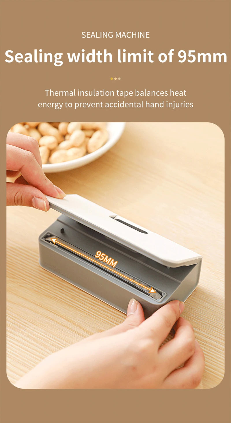 Bag Sealer Mini Plastic Bags Sealer 2in1 Portable Packaging thermal Sealing Machine Rechargeable Food Storage Plastic Bag Sealer