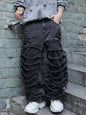 Men's Black Jeans. With a Design of (Ripped Holes) and Tassels. In a Street Trend Style.