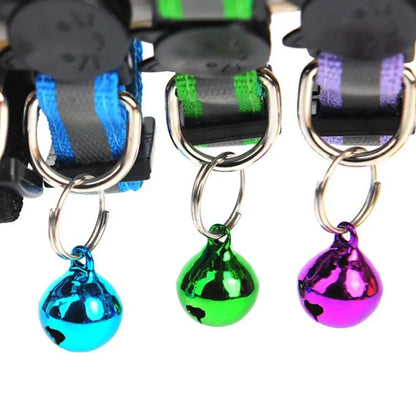Cute Fashion Adjustable Size Cat Head Pattern Reflective with Bells Cat Collar Pet Accessories Kitten Decor Cat Neck Strap