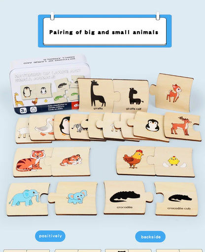Children's Iron Box Number Enlightenment Paired Wooden Animal Food Puzzle Board Logical Thinking Training Game Educational Toys