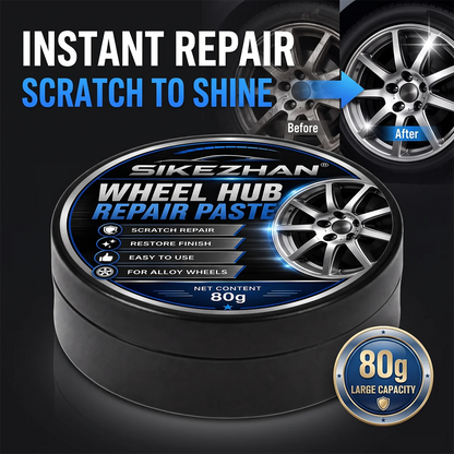 Car Wheel Hub Repair Paste, Scratch & Oxidation Remover, Color Restorer & Polish Wax Cleaner for Alloy Chrome Rims & Tires (80g)