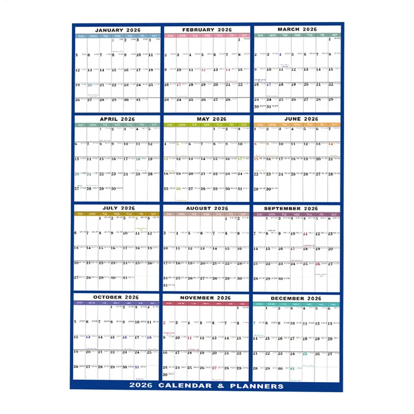 NEW Large Wall Calendar Dry Erase 12 Month Wall Annual Calendar 2026 Yearly Schedule Organizer For Indoor Home Fridge Office