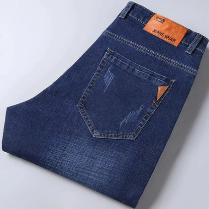 New Men Light Luxury Stretch Slim Fit Pants Comfortable Soft Business Fashion Straight Casual Denim Trousers Male Brand Clothing