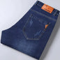 New Men Light Luxury Stretch Slim Fit Pants Comfortable Soft Business Fashion Straight Casual Denim Trousers Male Brand Clothing