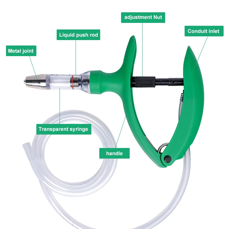 2ml/5ml Poultry Automatic Syringe With Needle Adjustable Continuous Animal Injector Vaccine Injection Veterinary Pig Cattle Tool