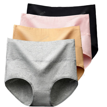 4Pcs Cotton Panties Women High Waist Underwear Body Slim Abdominal Shapers Plus Size Panties Briefs Girls Sexy Lingeries Female