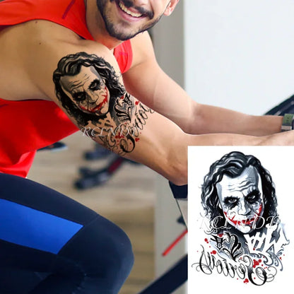 Waterproof Temporary Tattoo Sticker Joker Skull Letter Big Size Body Art Flash Tatoo Fake Tatto Stickers for Girl Men Women