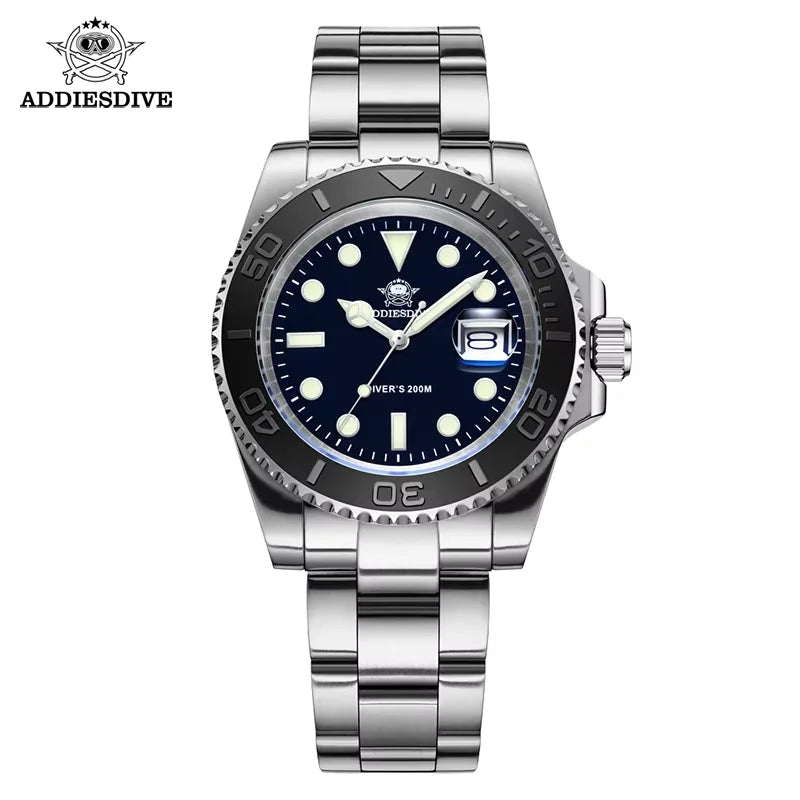 ADDIESDIVE Luxurious Men's Analog Quartz Watch BGW9 Luminous 20 Bar Waterproof Men's Diving Stainless Steel Men Watches H3