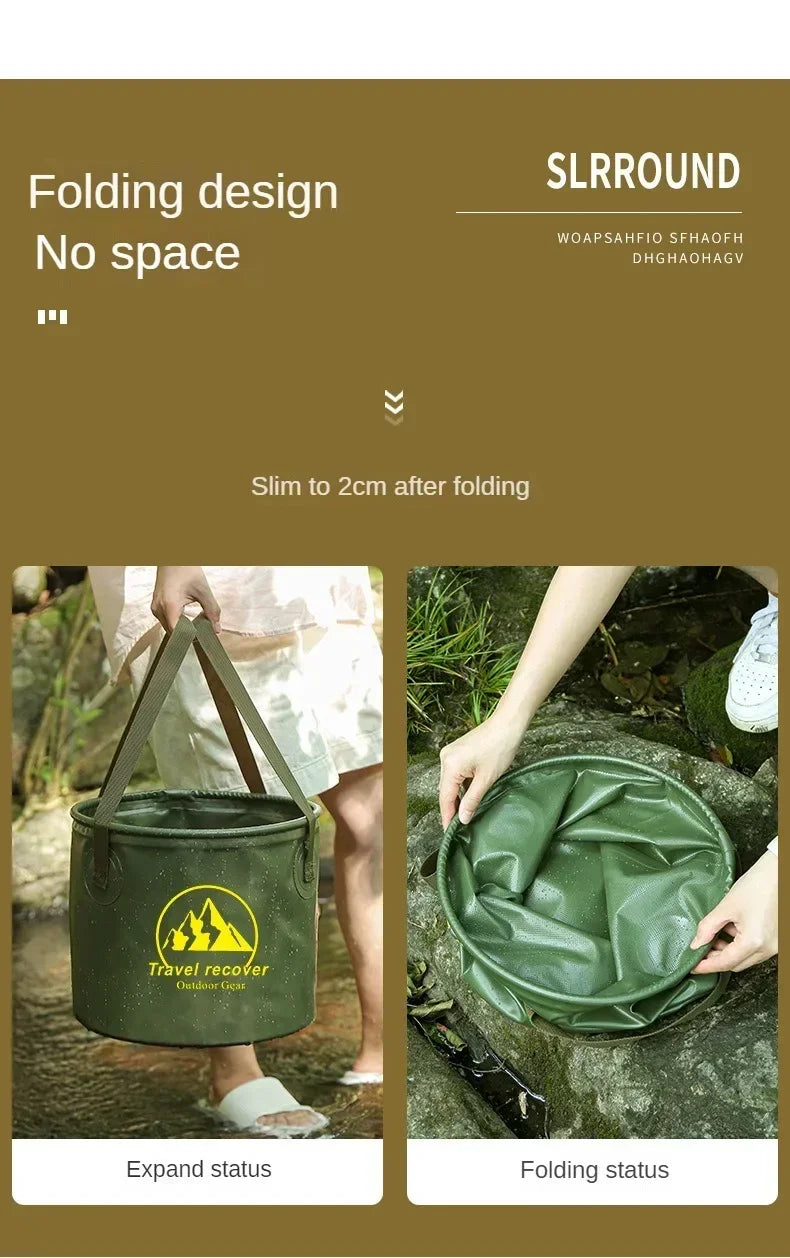 5/10/20L Folding Portable Bucket with Cover Car Wash Fishing Bathroom Tool Silicone Bucket Outdoor Camping Household Supplies