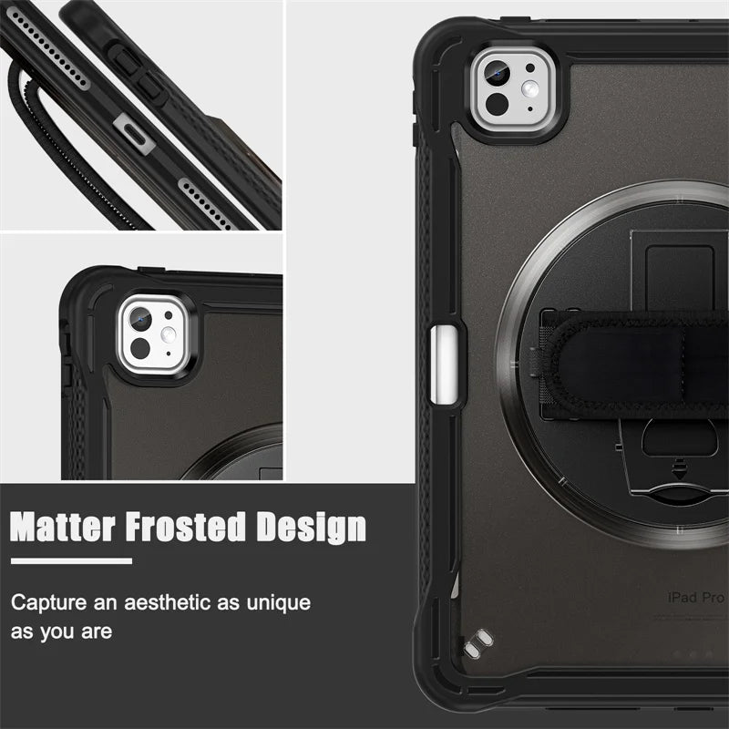 For iPad Pro 11 12.9 13 inch 2024 Case Shockproof Cover iPad Air 11 4th 5th 10 10th 10.9 10.2 9/8/7th 11th Generation Case+Strap
