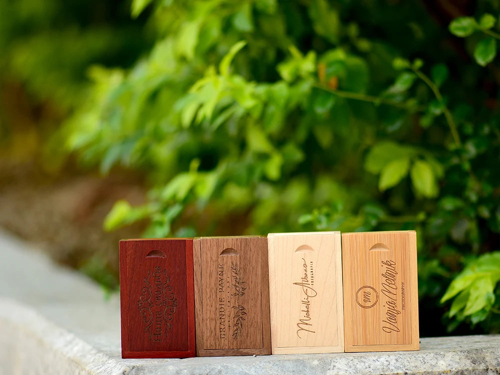 JASTER Free Custom Logo Photography Wedding Gift USB Flash Drive 128GB Wooden 64GB Box Pen Drive Maple Memory Stick 32GB 4G 16GB