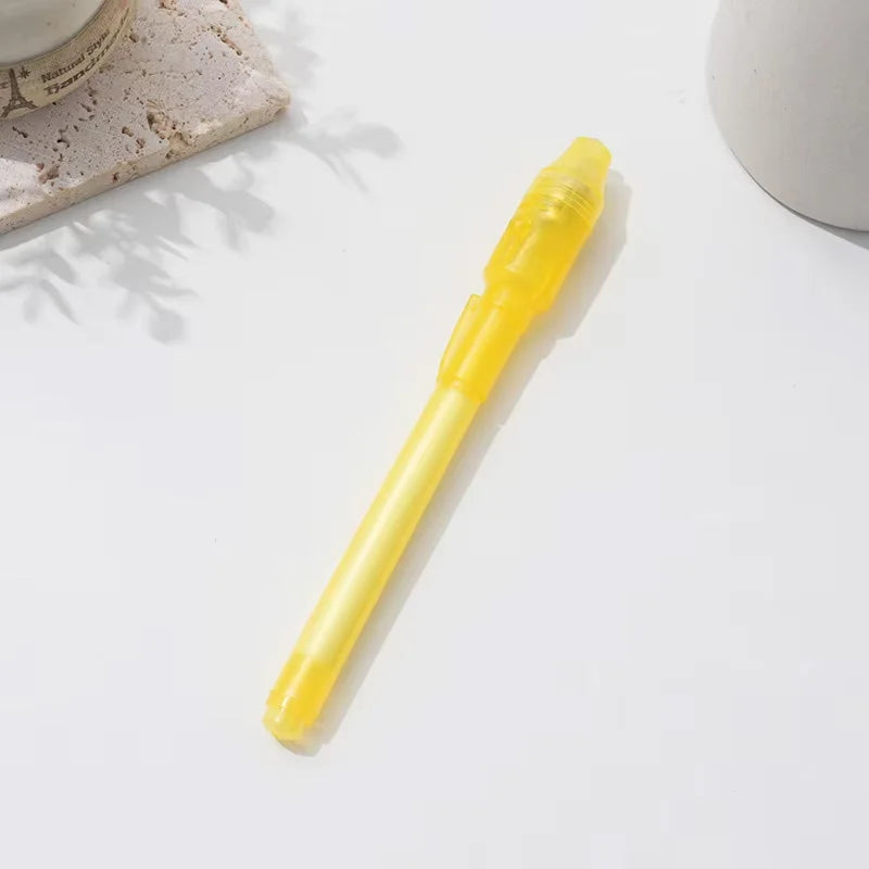 5Pcs 2 in 1 Luminous Light Invisible Ink Pen with UV Light Check Money Light Toy Kids Drawing Secret Magic Pens Fluorescent Pen