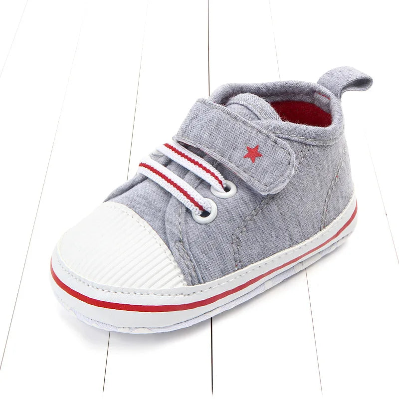 Infant Babies Boys Girls Shoes Soft Sole Canvas Solid Footwear For Newborns Toddler Crib Moccasins Letter Print Anti-Slip Shoes